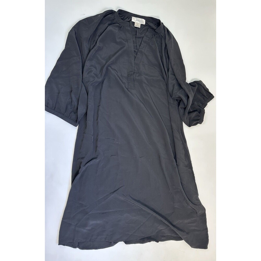 Refinity Nordstrom Poplin Black Shirtdress Lagenlook Minimalist Womens S